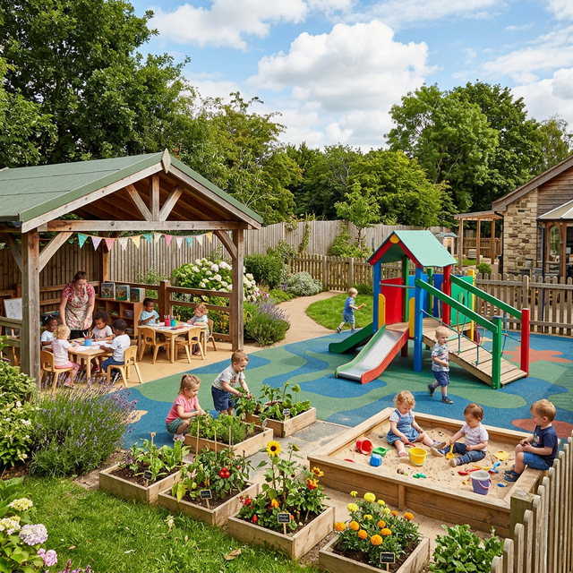 Outdoor play area at Noah's Ark Nursery